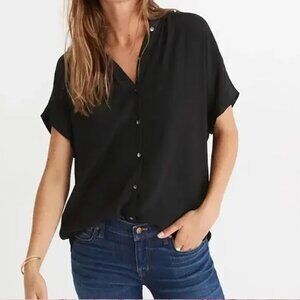 Madewell Central Drapey Button Through Shirt True Black 2x Plus Size